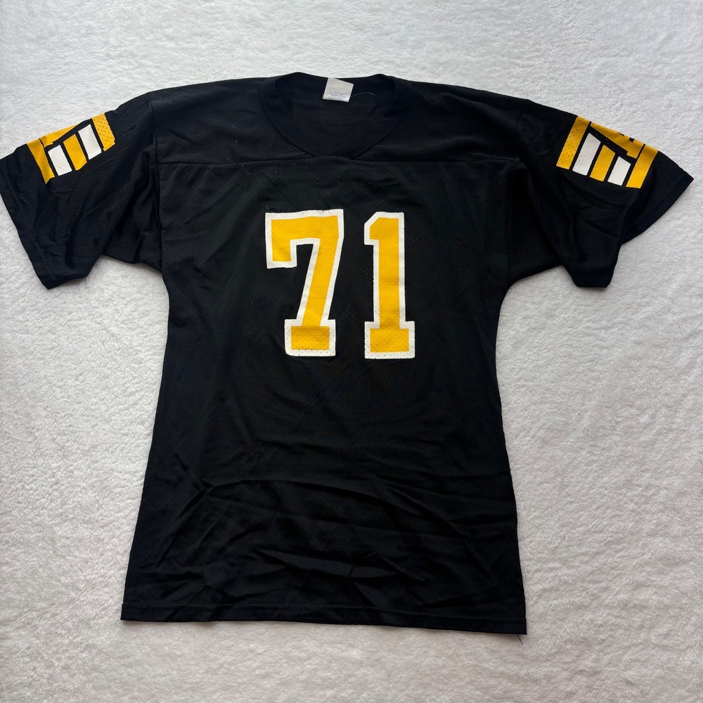 Vintage Majestic Football Jersey Black Yellow Jabrucki 71 Mesh USA Mens Small